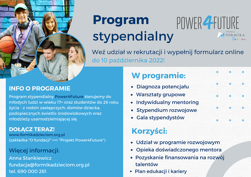 Ulotka dla młodzieży Power4Future pozioma aktualnosci strona www